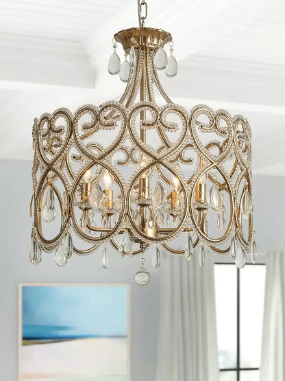 Romantic gold crystal heart ceiling light bedroom chandelier
