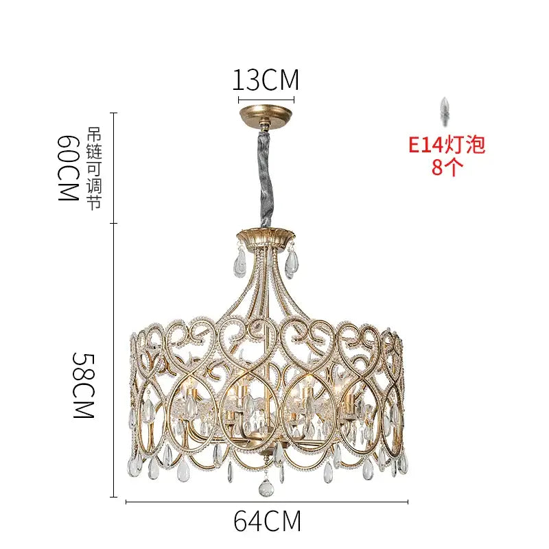 Romantic gold crystal heart ceiling light bedroom chandelier