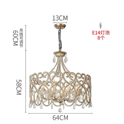 Romantic gold crystal heart ceiling light bedroom chandelier