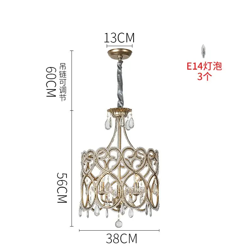 Romantic gold crystal heart ceiling light bedroom chandelier