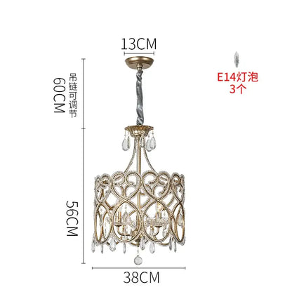Romantic gold crystal heart ceiling light bedroom chandelier
