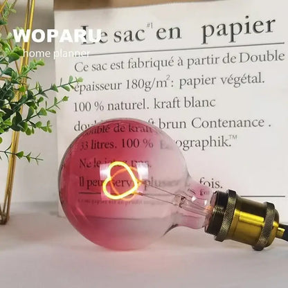 Romantic gradient pink led filament heart light bulb bedroom lamp