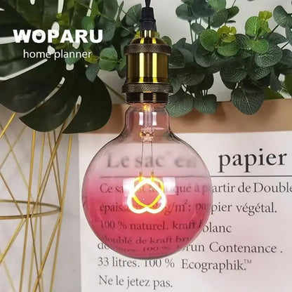 Romantic gradient pink led filament heart light bulb bedroom lamp