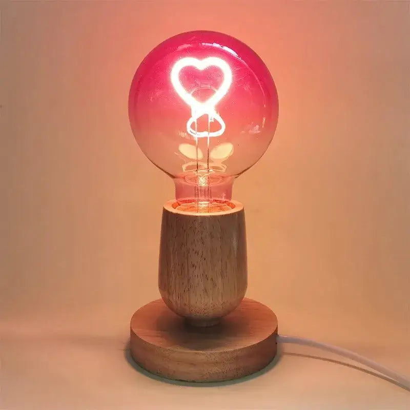 Romantic gradient pink led filament heart light bulb bedroom lamp