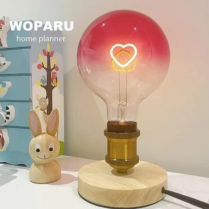 Romantic gradient pink led filament heart light bulb bedroom lamp