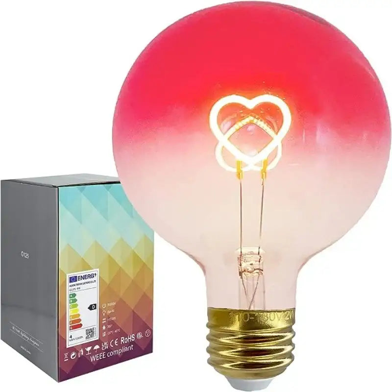 Romantic gradient pink led filament heart light bulb bedroom lamp