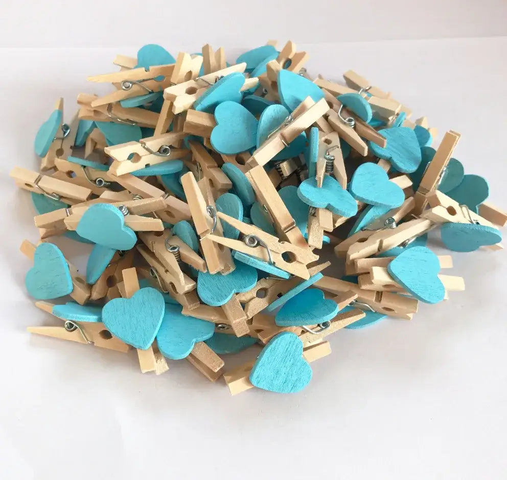 Romantic heart shape wood clips multi color bedroom decor