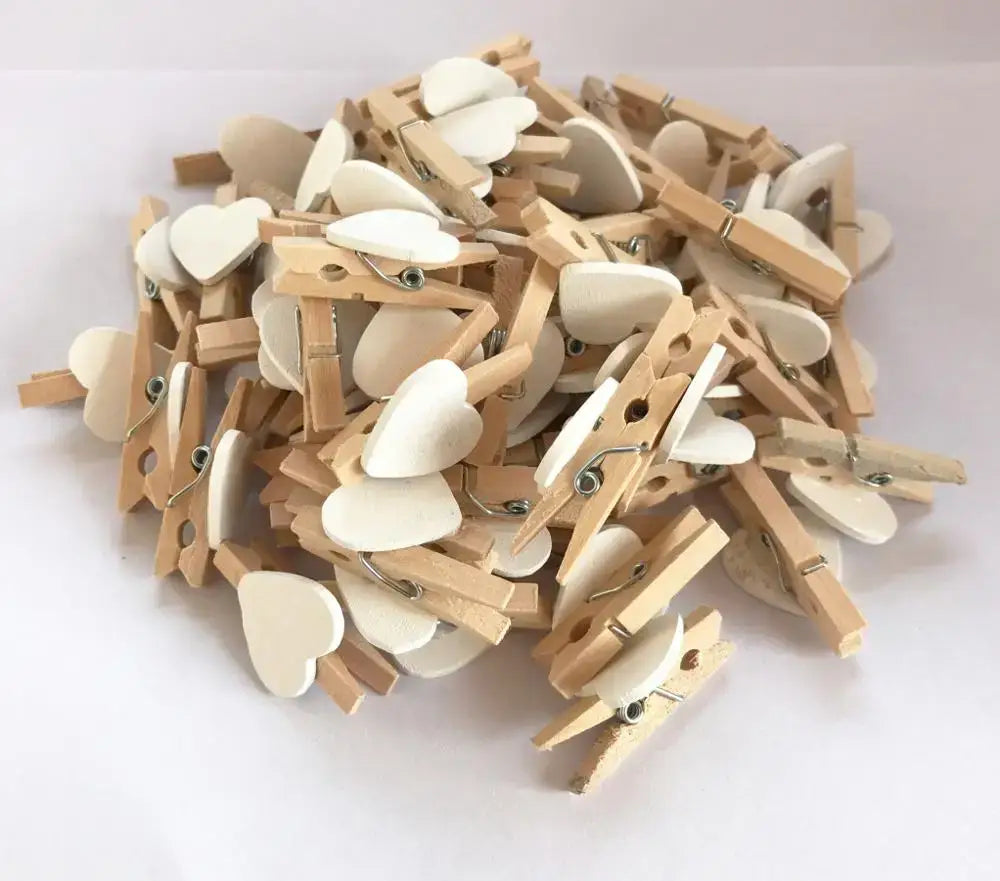 Romantic heart shape wood clips multi color bedroom decor