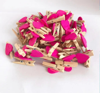Romantic heart shape wood clips multi color bedroom decor