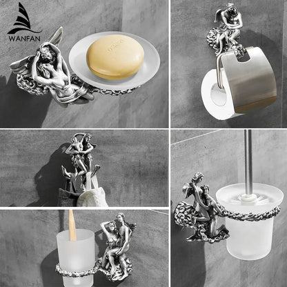 Romantic silver angel bathroom hardware set – bathroom decor
