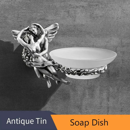 Romantic silver angel bathroom hardware set – bathroom decor