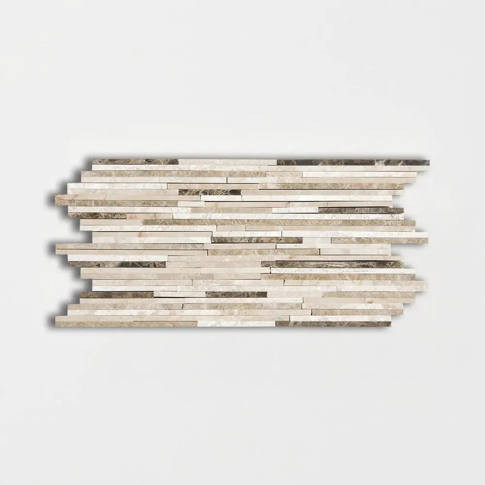 Geneve Dark, Rome Dark Blend Polished Bamboo Marble Mosaics 6x12