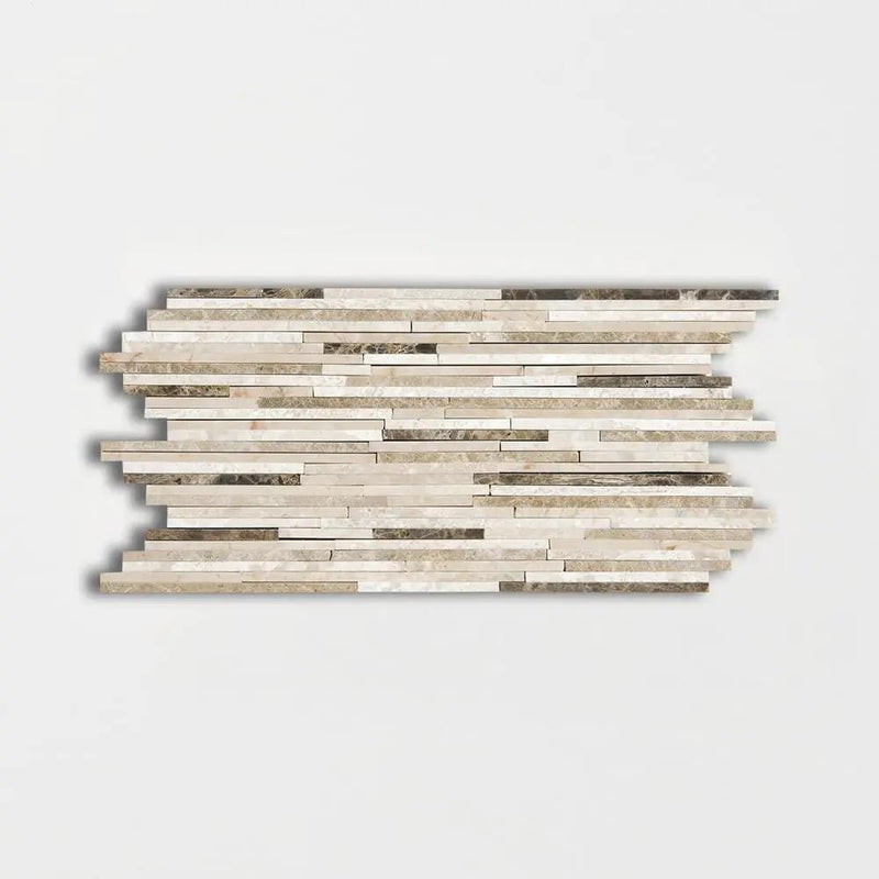 Geneve Dark, Rome Dark Blend Polished Bamboo Marble Mosaics 6x12