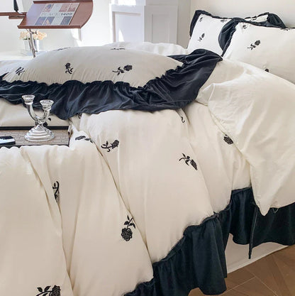 DecorBites™ Rose Embroidered Duvet Set - Princess Style