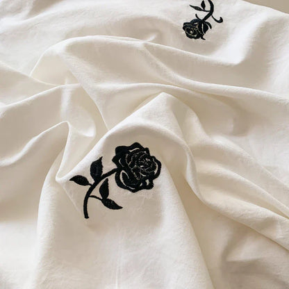 DecorBites™ Rose Embroidered Duvet Set - Princess Style