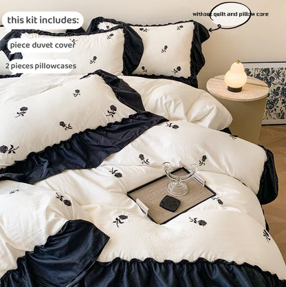 DecorBites™ Rose Embroidered Duvet Set - Princess Style