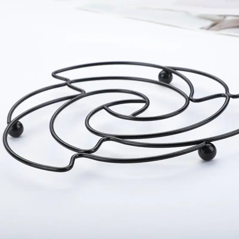 Rose flower iron pan pot mat black & rose gold kitchen coasters