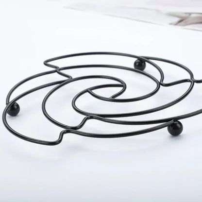 Rose flower iron pan pot mat black & rose gold kitchen coasters