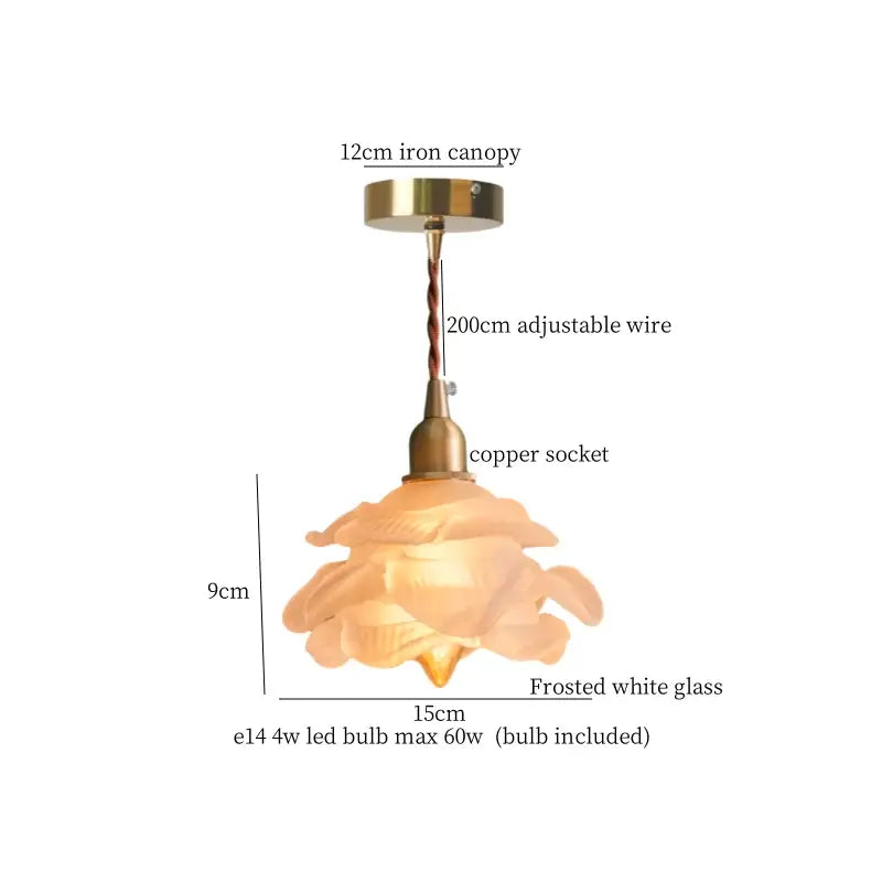 Rose frosted white glass pendant lamp living room light