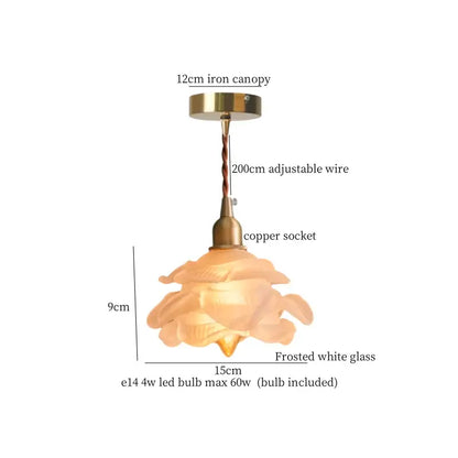 Rose frosted white glass pendant lamp living room light