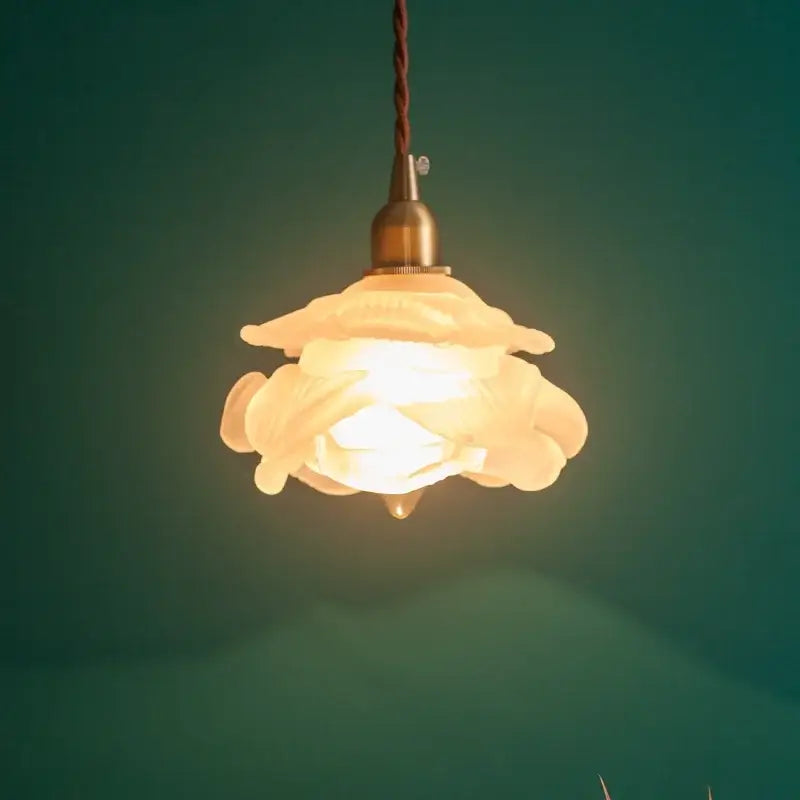 Rose frosted white glass pendant lamp living room light