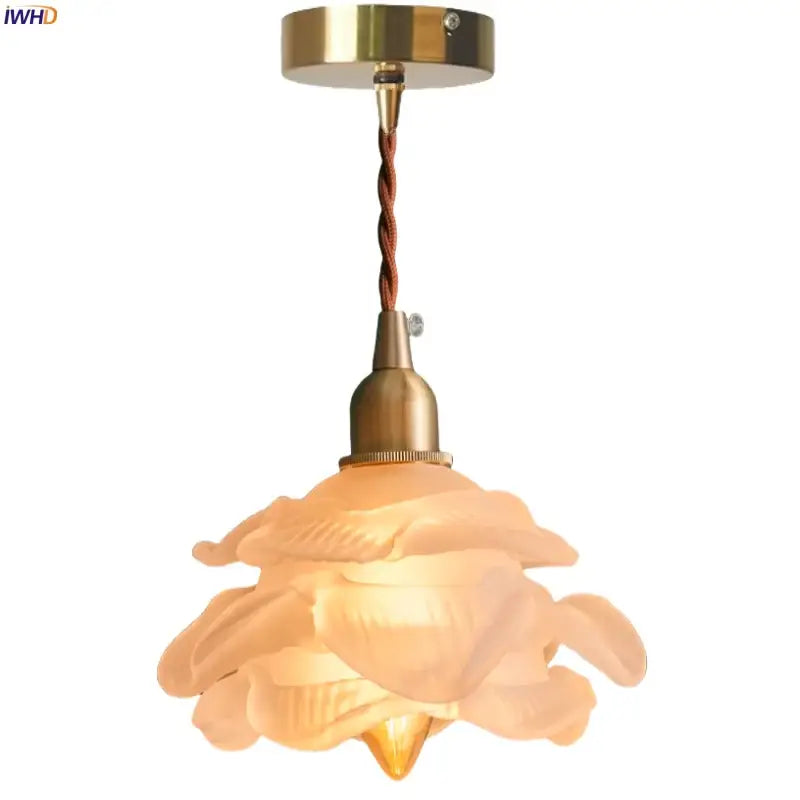 Rose frosted white glass pendant lamp living room light