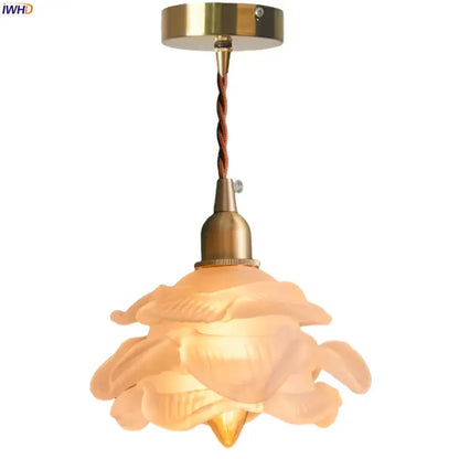 Rose frosted white glass pendant lamp living room light