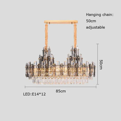 Rose gold and smoky dimmable crystal chandelier living room light