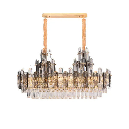 Rose gold and smoky dimmable crystal chandelier living room light