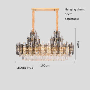 Rose gold and smoky dimmable crystal chandelier living room light