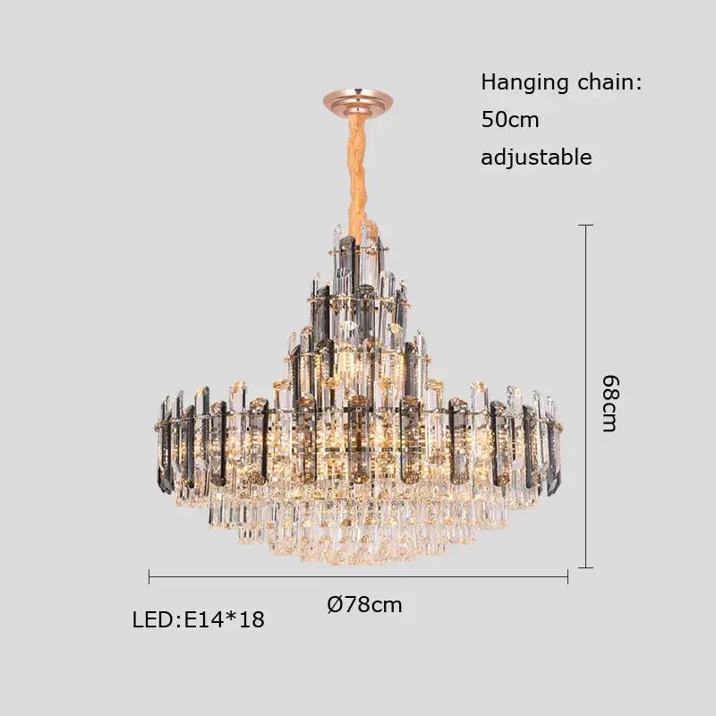 Rose gold and smoky dimmable crystal chandelier living room light