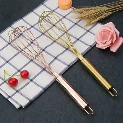 Rose gold & brass steel egg beater whisk set kitchen accessories