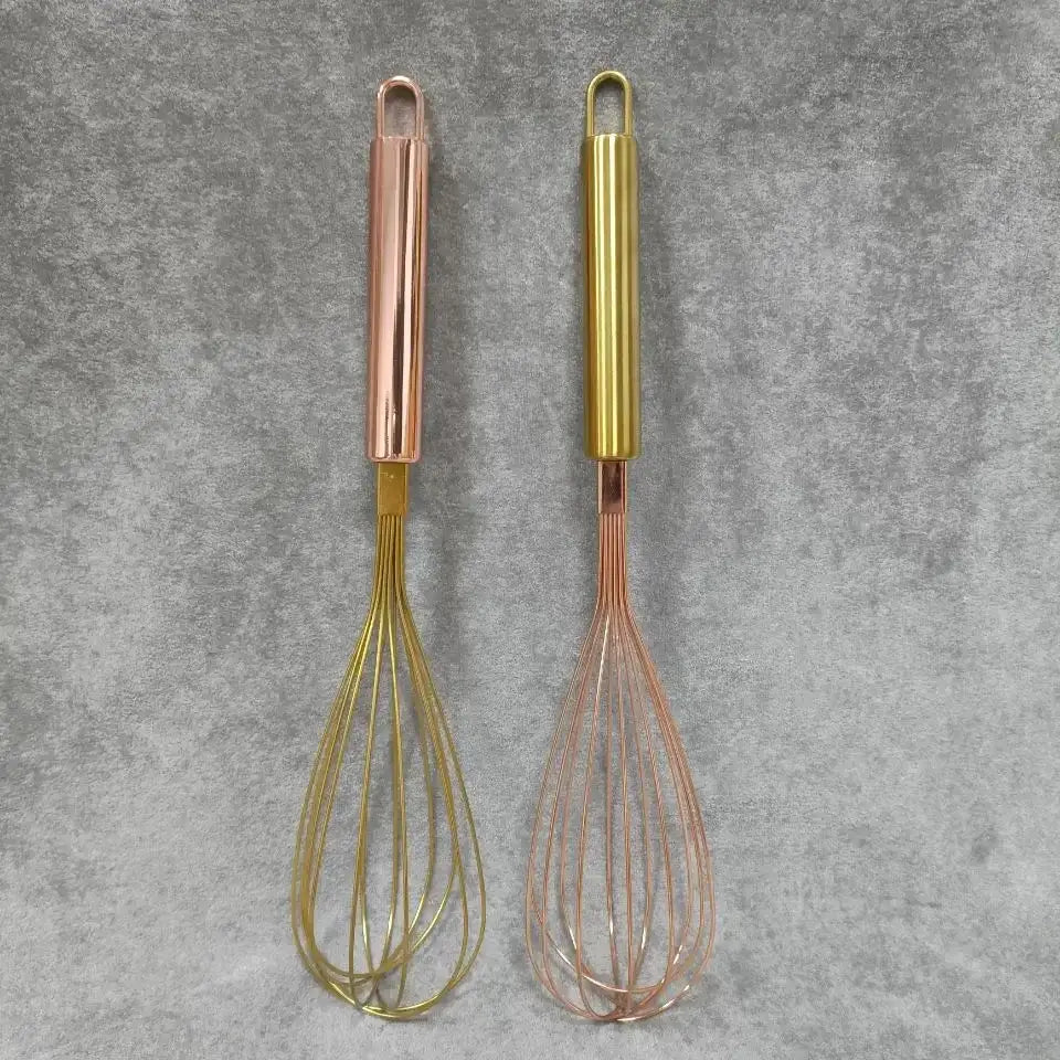 Rose gold & brass steel egg beater whisk set kitchen accessories