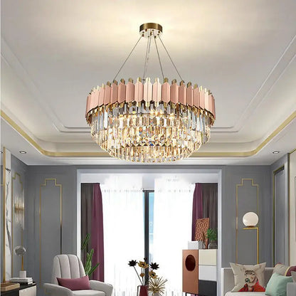 Rose gold & clear e14 led crystal pendant lights dining room
