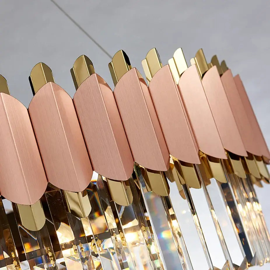 Rose gold & clear e14 led crystal pendant lights dining room