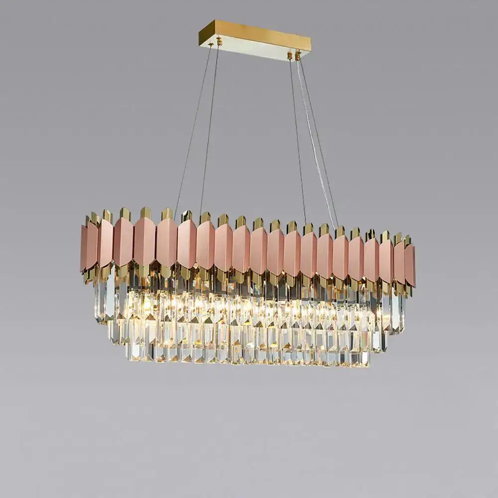 Rose gold & clear e14 led crystal pendant lights dining room