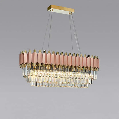 Rose gold & clear e14 led crystal pendant lights dining room