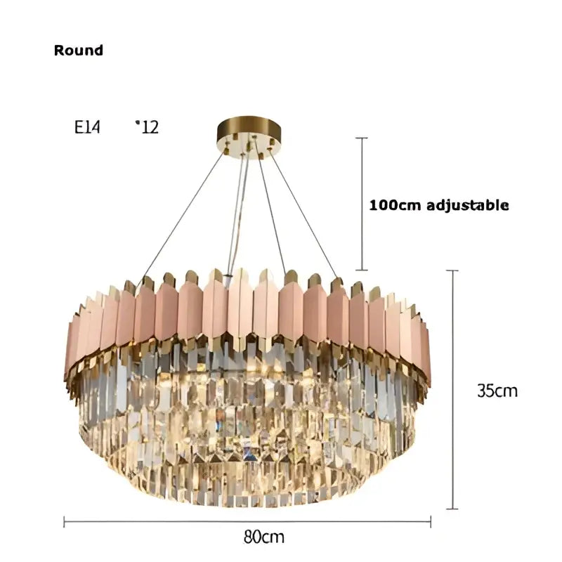Rose gold & clear e14 led crystal pendant lights dining room