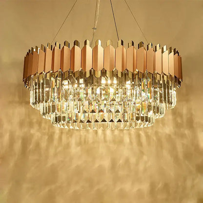 Rose gold & clear e14 led crystal pendant lights dining room