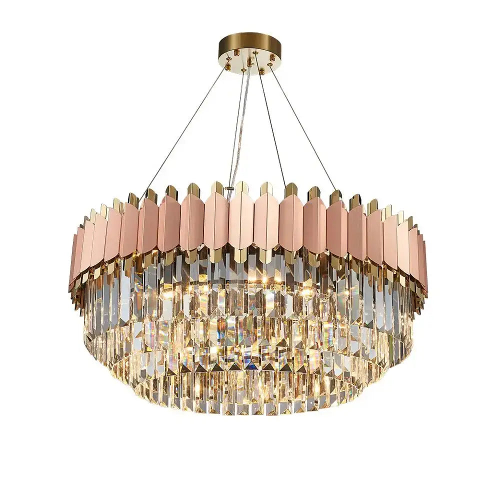 Rose gold & clear e14 led crystal pendant lights dining room