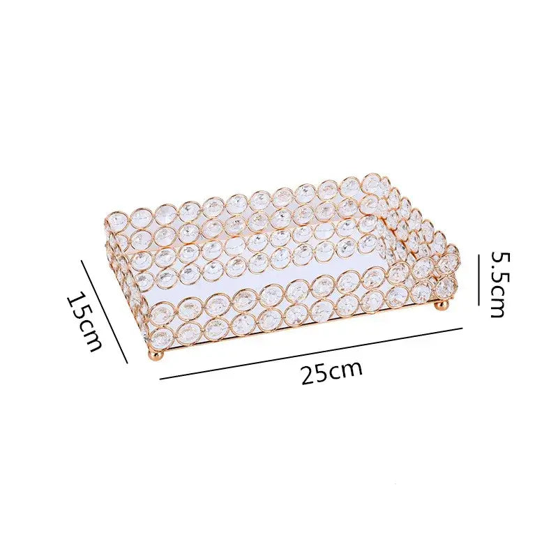 Rose gold crystal glass mirror tissue box holder bedroom organizer