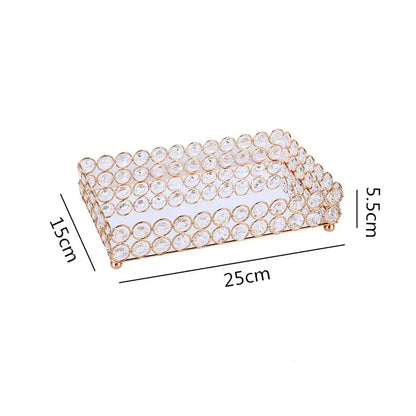 Rose gold crystal glass mirror tissue box holder bedroom organizer