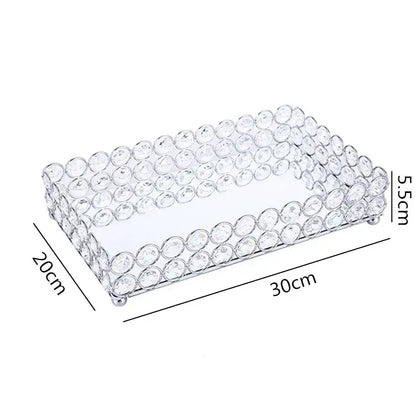 Rose gold crystal glass mirror tissue box holder bedroom organizer