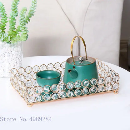 Rose gold crystal glass mirror tissue box holder bedroom organizer