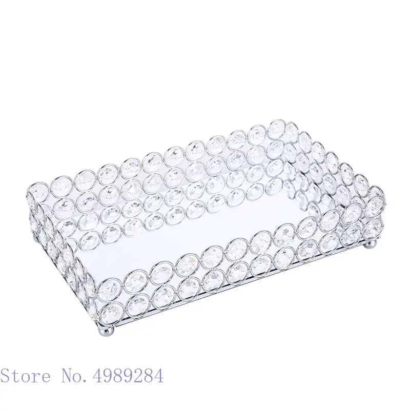 Rose gold crystal glass mirror tissue box holder bedroom organizer