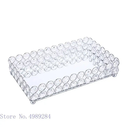 Rose gold crystal glass mirror tissue box holder bedroom organizer