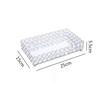 Rose gold crystal glass mirror tissue box holder bedroom organizer