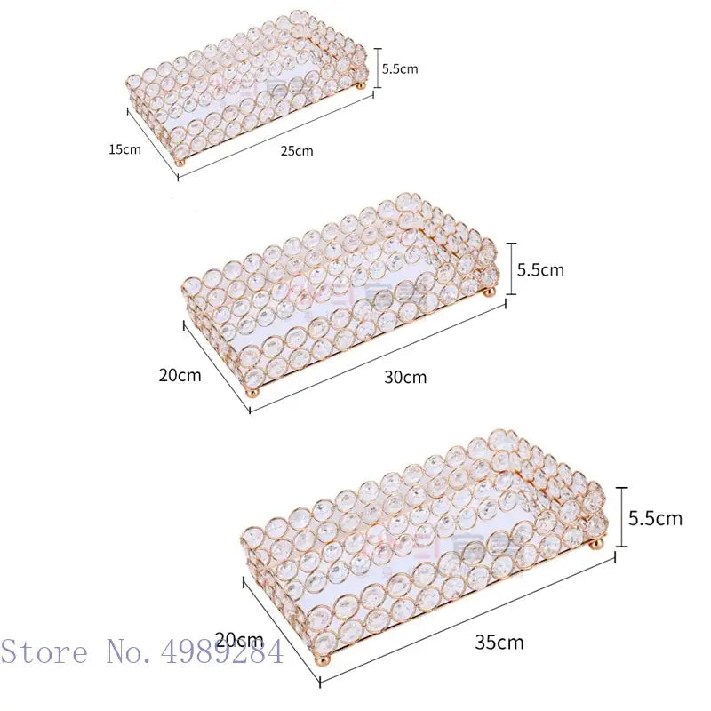 Rose gold crystal glass mirror tissue box holder bedroom organizer