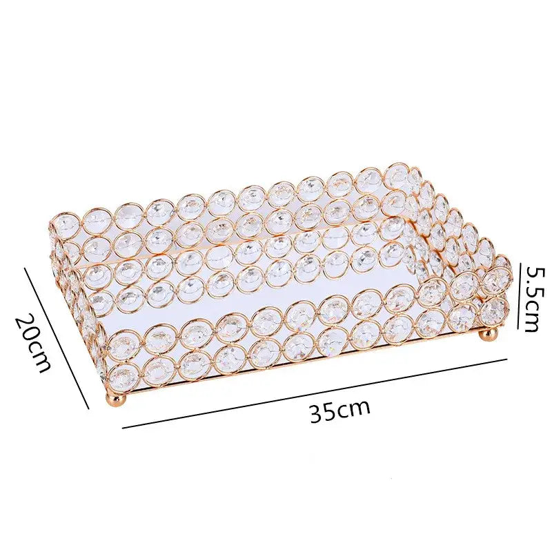 Rose gold crystal glass mirror tissue box holder bedroom organizer