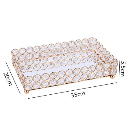 Rose gold crystal glass mirror tissue box holder bedroom organizer